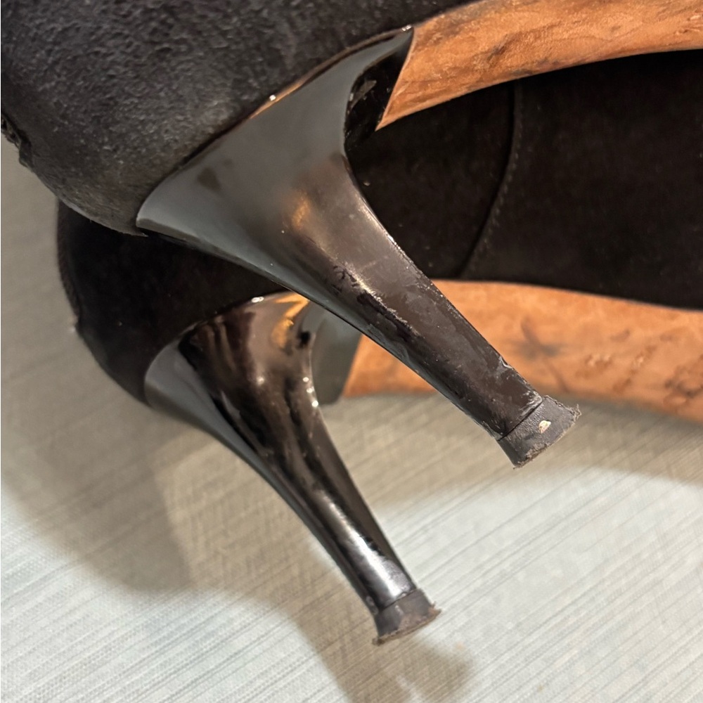 Jimmy Choo Black Suede Ankle Booties 36 1/2 Italy - Picture 7 of 10